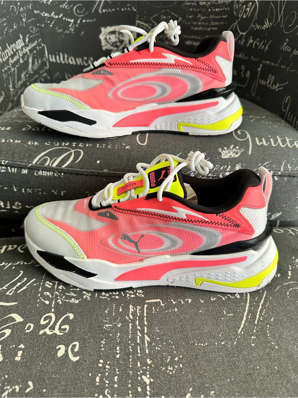 Puma Women’s Pink, White & Neon Yellow Running Sneakers